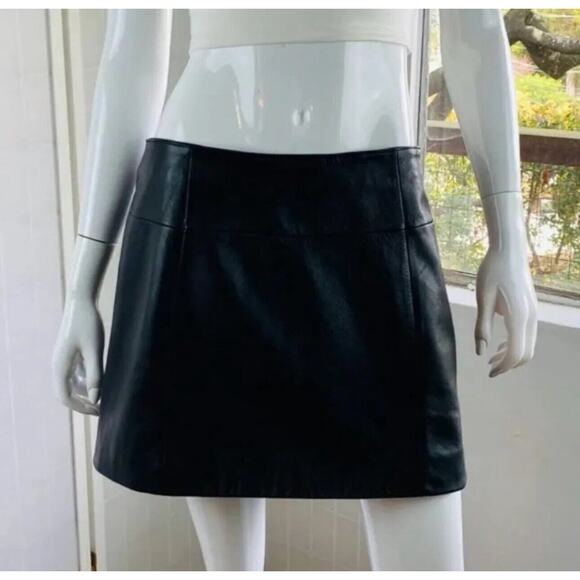Maxima Wilson's Leather Black Mini Skirt Size 4 Lined Vintage Small - Picture 1 of 8